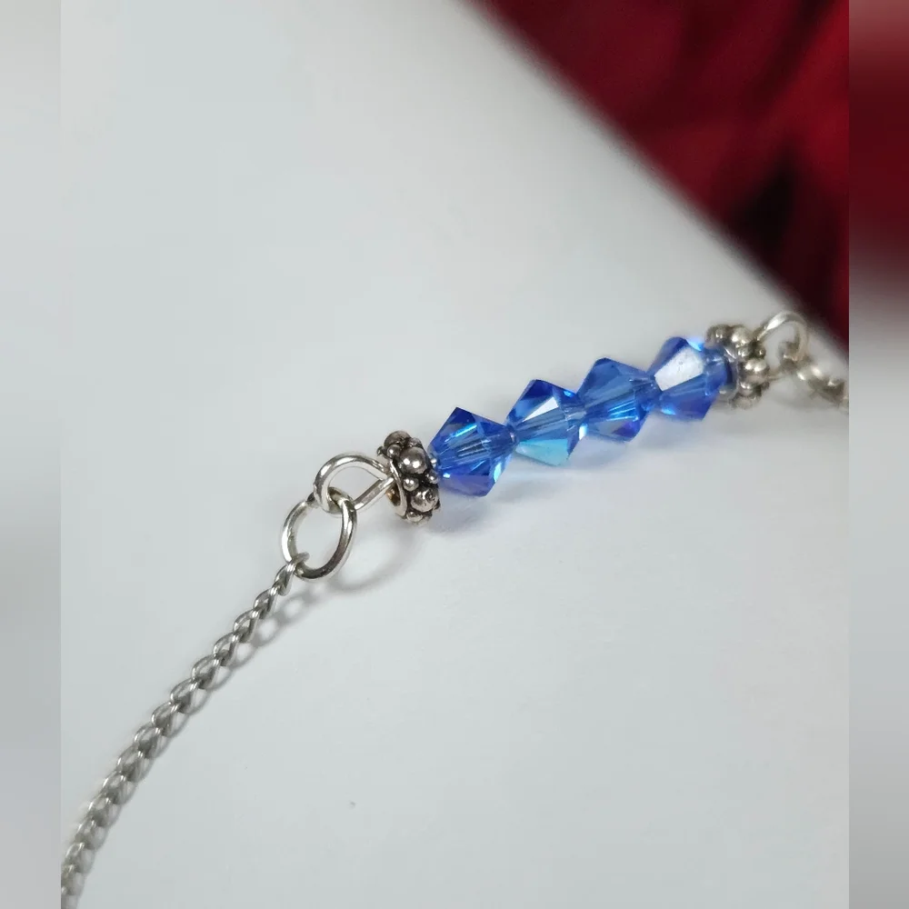 Handmade Blue AB Crystal Bar Silver Chain Bracelet